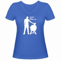 Женская футболка с V-образным вырезом Three minutes.