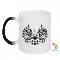 Кружка-хамелеон Ukrainian trident with a pattern