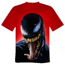 Чоловіча 3D футболка Venom on a red background - FATLINE Чоловіча 3D футболка Venom on a red background