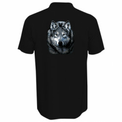 Футболка поло мужская Волк гравюра