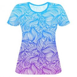 Женская 3D футболка Waves Art - FATLINE Женская 3D футболка Waves Art