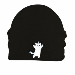 Шапка на флісі White cheerful cat - FATLINE Шапка на флісі White cheerful cat