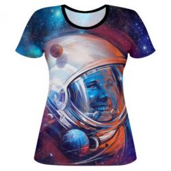 Жіноча 3D футболка Yuri Gagarin Cosmonaut - FATLINE Жіноча 3D футболка Yuri Gagarin Cosmonaut