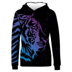 Женская 3D худи Neon Tiger