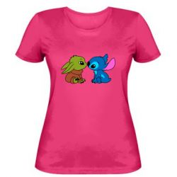 Женская футболка Baby Yoda And Stitch - FATLINE Женская футболка Baby Yoda And Stitch