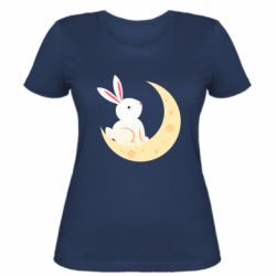 Жіноча футболка Cute rabbit on the moon - FATLINE Жіноча футболка Cute rabbit on the moon