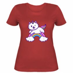 Женская футболка Котик-единорог