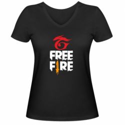 Женская футболка с V-образным вырезом Garena and Free Fire logo