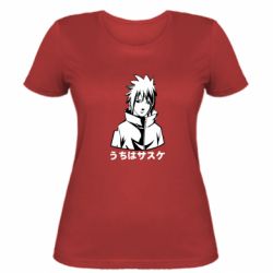 Женская футболка Uchiha Sasuke Black And White Art - FATLINE Женская футболка Uchiha Sasuke Black And White Art