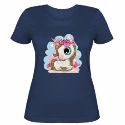 Женская футболка Unicorn with flowers - FATLINE Женская футболка Unicorn with flowers