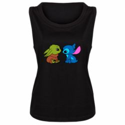 Женская майка Baby Yoda And Stitch - FATLINE Женская майка Baby Yoda And Stitch