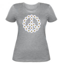 Жіноча футболка Знак миру з ромашок - FATLINE Жіноча футболка Знак миру з ромашок