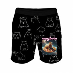 3D шорты мужские спортивные Капибара ан пицце - FATLINE 3D шорты мужские спортивные Капибара ан пицце