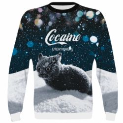 3D свитшот Кот в снегу - кокаин - FATLINE 3D свитшот Кот в снегу - кокаин