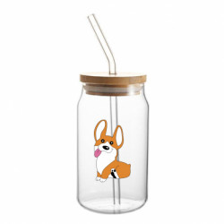 Банка з трубочкою Веселий коргі - FATLINE Банка з трубочкою Веселий коргі