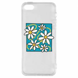 Чехол из раздела Авторские принты Ромашки на голубом для Apple iPhone SE - FATLINE Чехол из раздела Авторские принты Ромашки на голубом для Apple iPhone SE