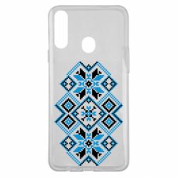 Чехол из раздела Авторские принты Украинский узор голубой для Samsung A20s - FATLINE Чехол из раздела Авторские принты Украинский узор голубой для Samsung A20s