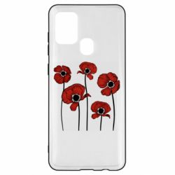 Чехол из раздела Авторские принты Цветы вокруг следов от пуль для Samsung A21s - FATLINE Чехол из раздела Авторские принты Цветы вокруг следов от пуль для Samsung A21s