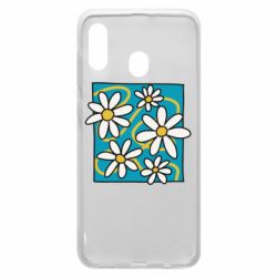 Чехол из раздела Авторские принты Ромашки на голубом для Samsung A30 - FATLINE Чехол из раздела Авторские принты Ромашки на голубом для Samsung A30