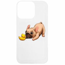 Чехол из раздела Бульдог Французский бульдог с уточкой для Apple iPhone 13 Pro - FATLINE Чехол из раздела Бульдог Французский бульдог с уточкой для Apple iPhone 13 Pro