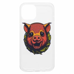 Чехол из раздела Свинка Свинья в листьях для Apple iPhone 13 - FATLINE Чехол из раздела Свинка Свинья в листьях для Apple iPhone 13