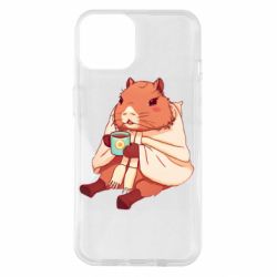 Чехол из раздела Капибара Capybara Drinking Coffee для Apple iPhone 14 - FATLINE Чехол из раздела Капибара Capybara Drinking Coffee для Apple iPhone 14