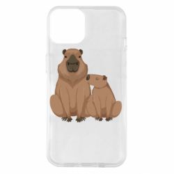 Чехол из раздела Капибара Две капибары для Apple iPhone 14 - FATLINE Чехол из раздела Капибара Две капибары для Apple iPhone 14