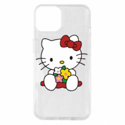 Чехол из раздела Бренды Kitty с букетиком для Apple iPhone 14 - FATLINE Чехол из раздела Бренды Kitty с букетиком для Apple iPhone 14