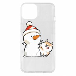 Чехол из раздела Корги Корги метит снеговика для Apple iPhone 14 - FATLINE Чехол из раздела Корги Корги метит снеговика для Apple iPhone 14