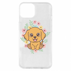 Чехол из раздела Авторские принты Собака флорист в цветках для Apple iPhone 14 - FATLINE Чехол из раздела Авторские принты Собака флорист в цветках для Apple iPhone 14