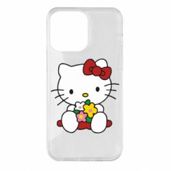 Чехол из раздела Hello Kitty Kitty с букетиком для Apple iPhone 14 Pro Max - FATLINE Чехол из раздела Hello Kitty Kitty с букетиком для Apple iPhone 14 Pro Max