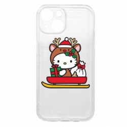 Чохол з розділу НОВИЙ РІК 2026 Кітті на санчатах для Apple iPhone 15 - FATLINE Чохол з розділу НОВИЙ РІК 2026 Кітті на санчатах для Apple iPhone 15