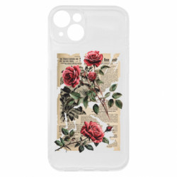 Чохол з розділу Троянди Retro newspaper and roses для Apple iPhone 15 Plus - FATLINE Чохол з розділу Троянди Retro newspaper and roses для Apple iPhone 15 Plus