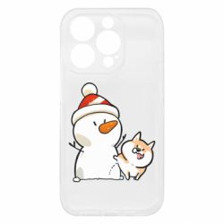 Чехол из раздела Корги Корги метит снеговика для Apple iPhone 15 Pro - FATLINE Чехол из раздела Корги Корги метит снеговика для Apple iPhone 15 Pro