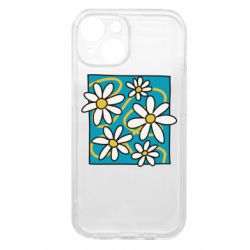 Чехол из раздела Авторские принты Ромашки на голубом для Apple iPhone 15 - FATLINE Чехол из раздела Авторские принты Ромашки на голубом для Apple iPhone 15