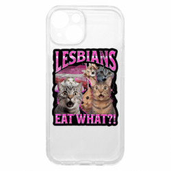 Чехол из раздела Мемы Lesbians eat what?! для Apple iPhone 15 - FATLINE Чехол из раздела Мемы Lesbians eat what?! для Apple iPhone 15
