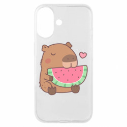 Чехол из раздела Капибара Capybara and Watermelon для Apple iPhone 16 - FATLINE Чехол из раздела Капибара Capybara and Watermelon для Apple iPhone 16