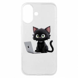 Чехол из раздела ShelganenOK Черный кот за ноутбуком для Apple iPhone 16 - FATLINE Чехол из раздела ShelganenOK Черный кот за ноутбуком для Apple iPhone 16