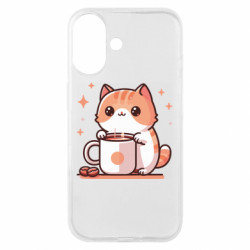 Чехол из раздела Любителям кофе Милая кошка с кофе для Apple iPhone 16