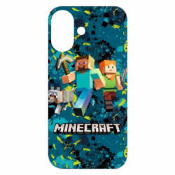 Чехол из раздела Minecraft Minecraft Steve Alex And Dog для Apple iPhone 16 - FATLINE Чехол из раздела Minecraft Minecraft Steve Alex And Dog для Apple iPhone 16