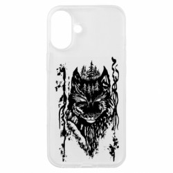 Чехол из раздела Волк Black wolf with patterns для Apple iPhone 16 Plus
