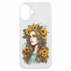Чехол из раздела ShelganenOK Украинка в венке из подсолнухов для Apple iPhone 16 Plus - FATLINE Чехол из раздела ShelganenOK Украинка в венке из подсолнухов для Apple iPhone 16 Plus