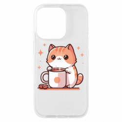 Чехол из раздела Любителям кофе Милая кошка с кофе для Apple iPhone 16 Pro