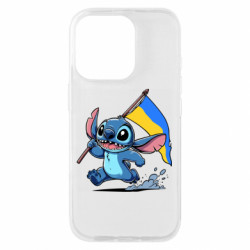Чехол из раздела Лило и Стич Стич с украинским флагом для Apple iPhone 16 Pro - FATLINE Чехол из раздела Лило и Стич Стич с украинским флагом для Apple iPhone 16 Pro