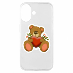 Чехол из раздела Авторские принты Мишка с сердцем для Apple iPhone 16 - FATLINE Чехол из раздела Авторские принты Мишка с сердцем для Apple iPhone 16