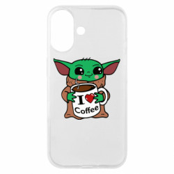 Чехол из раздела Любителям кофе Yoda and a mug with the inscription I love coffee для Apple iPhone 16
