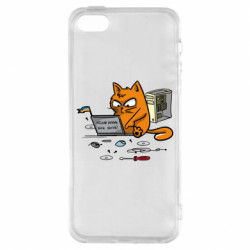 Чехол из раздела Авторские принты Кот - сисадмин для Apple iPhone 5 - FATLINE Чехол из раздела Авторские принты Кот - сисадмин для Apple iPhone 5