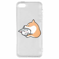 Чехол из раздела Корги Корги и котик для Apple iPhone 5S - FATLINE Чехол из раздела Корги Корги и котик для Apple iPhone 5S