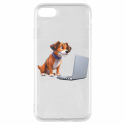 Чехол из раздела Программистам Песик перед ноутбуком для Apple iPhone SE 2020 - FATLINE Чехол из раздела Программистам Песик перед ноутбуком для Apple iPhone SE 2020