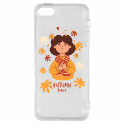 Чехол из раздела Авторские принты Время Осени. Женщина с осенними листьями для Apple iPhone SE - FATLINE Чехол из раздела Авторские принты Время Осени. Женщина с осенними листьями для Apple iPhone SE